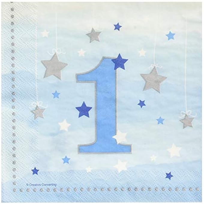 ONE LITTLE STAR BOY-1ST BIRTHDAY LUNCHEON NAPKINS, 6.5X 6.5", MULTICOLOR - Image 1